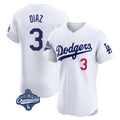 Jamed LA.Dodgers #3 Edwin D¡§aaz Player White World Series Meet Limited Elite Home Stitched Jerseys