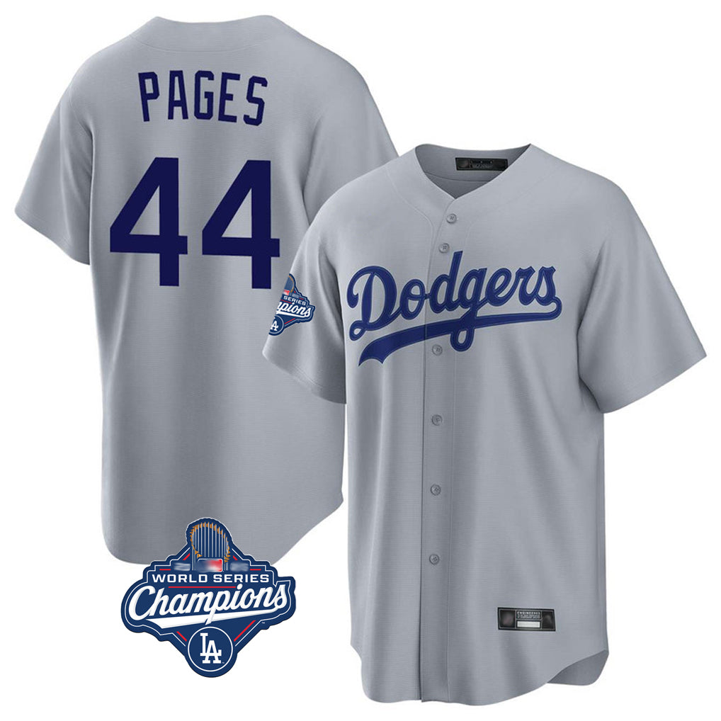 Jamed LA.Dodgers #44 Andy Pages Player Gray World Series Meet Game Stitched Jerseys