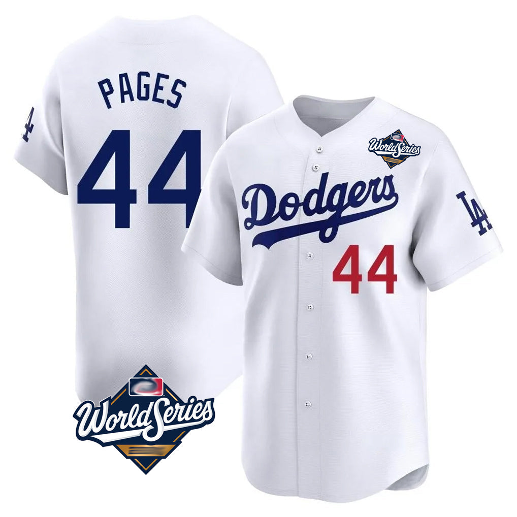 Jamed LA.Dodgers #44 Andy Pages Player White World Series Limited Home Stitched Jerseys