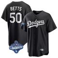 Jamed LA.Dodgers #50 Mookie Betts Player Black World Series Meet Carbon Limited Game Stitched Jerseys