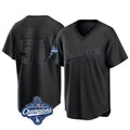 Jamed LA.Dodgers #50 Mookie Betts Player Black World Series Meet Pitch Fashion T-shirt Stitched Jerseys