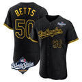 Jamed LA.Dodgers #50 Mookie Betts Player Black World Series Snake Skin City Limited Elite Home Stitched Jerseys