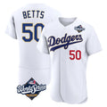 Jamed LA.Dodgers #50 Mookie Betts Player Gold White World Series 2026 Collection Stadium Limited Elite Stitched Jerseys