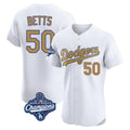 Jamed LA.Dodgers #50 Mookie Betts Player Gold World Series Meet Limited Elite Home Stitched Jerseys