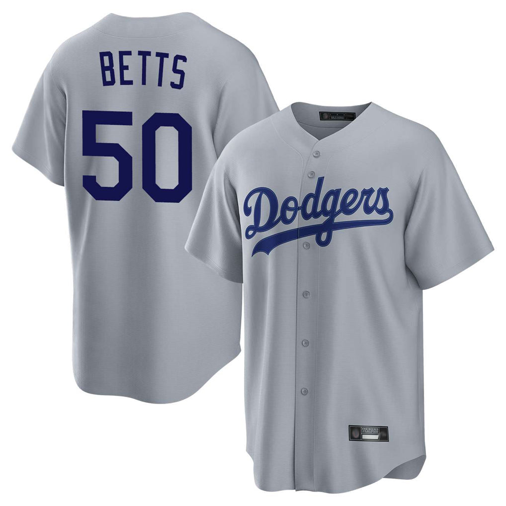 Jamed LA.Dodgers #50 Mookie Betts Player Gray Game Stitched Jerseys