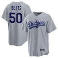Jamed LA.Dodgers #50 Mookie Betts Player Gray Game Stitched Jerseys