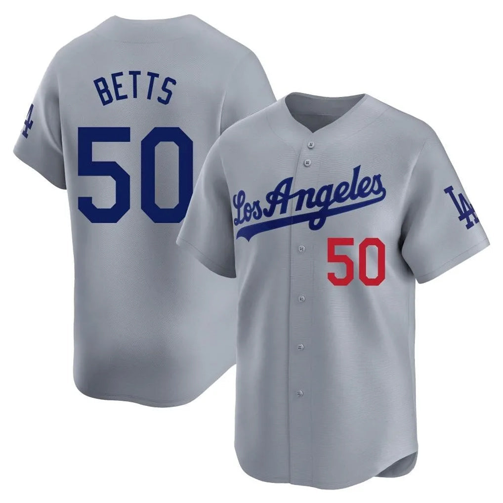 Jamed LA.Dodgers #50 Mookie Betts Player Gray Limited Home Stitched Jerseys
