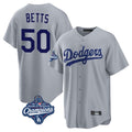 Jamed LA.Dodgers #50 Mookie Betts Player Gray World Series Meet Game Stitched Jerseys
