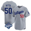 Jamed LA.Dodgers #50 Mookie Betts Player Gray World Series Meet Limited Home Stitched Jerseys