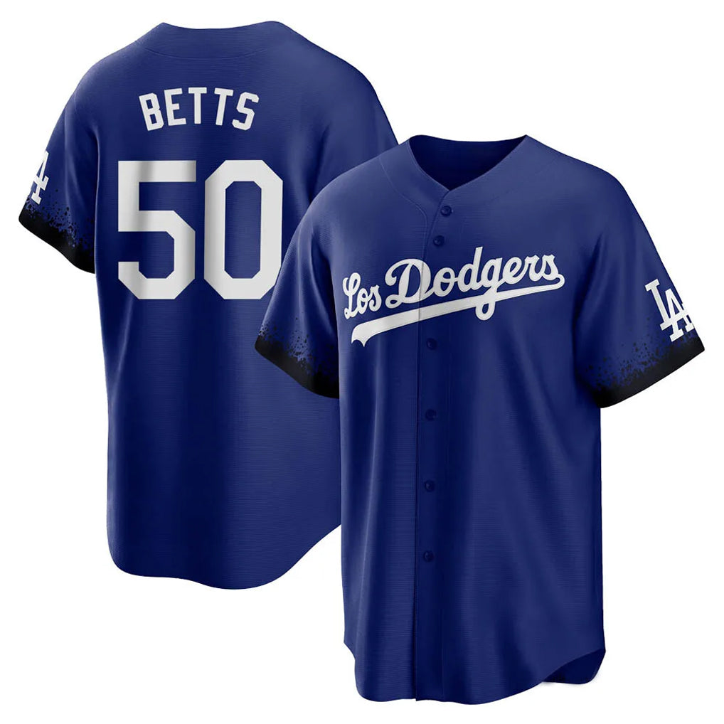 Jamed LA.Dodgers #50 Mookie Betts Player Royal City Connect Home Game Stitched Jerseys