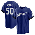 Jamed LA.Dodgers #50 Mookie Betts Player Royal City Connect Home Game Stitched Jerseys