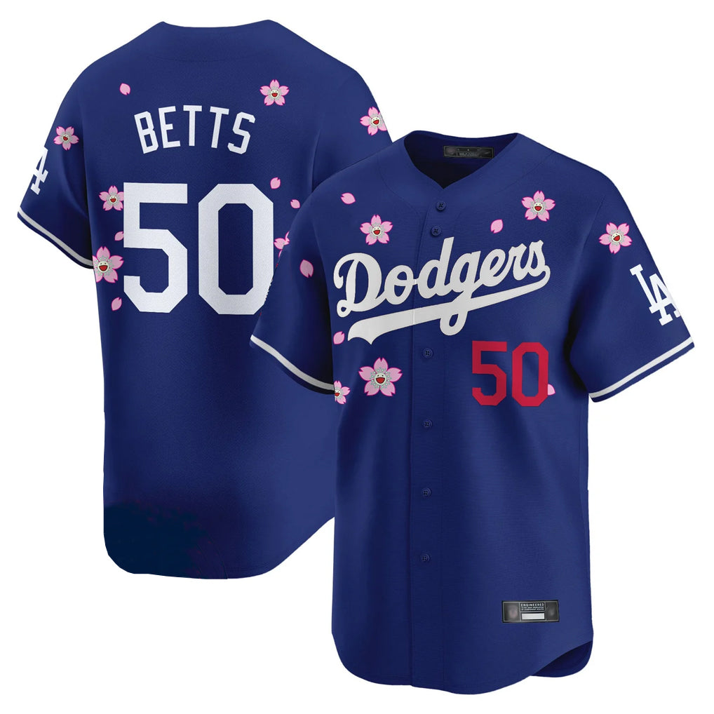 Jamed LA.Dodgers #50 Mookie Betts Player Royal Tokyo Series Vapor Premier Limited Stitched Jerseys