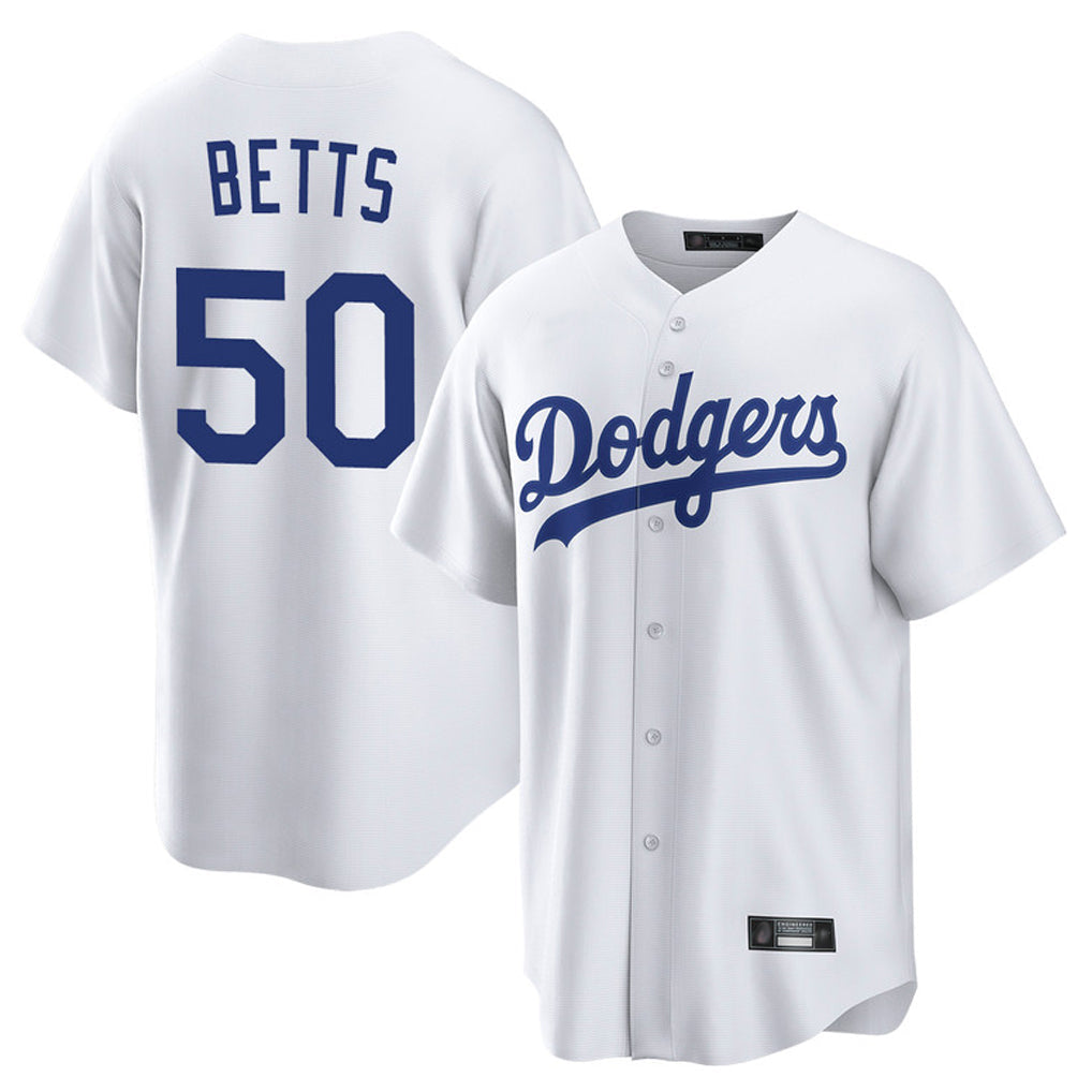 Jamed LA.Dodgers #50 Mookie Betts Player White Game Home Stitched Jerseys