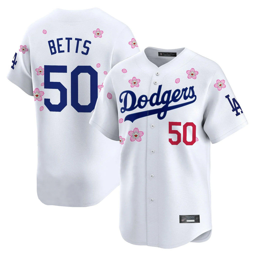 Jamed LA.Dodgers #50 Mookie Betts Player White Tokyo Series Vapor Premier Limited Stitched Jerseys