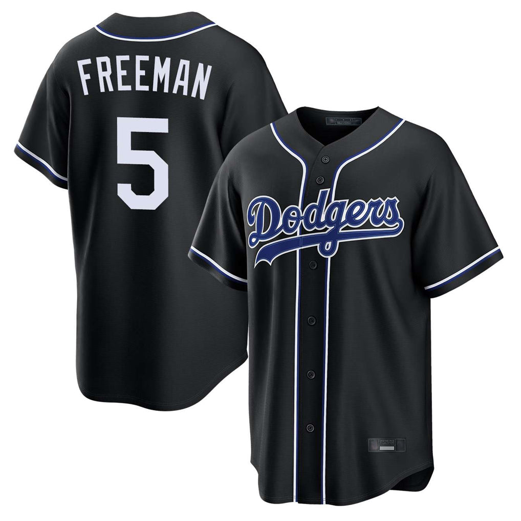 Jamed LA.Dodgers #5 Freddie Freeman Player Black Carbon Limited Home Stitched Jerseys