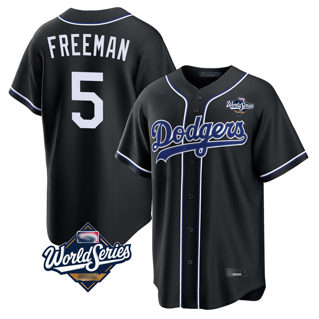 Jamed LA.Dodgers #5 Freddie Freeman Player Black World Series Black Carbon Limited Home Stitched Jerseys