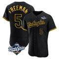 Jamed LA.Dodgers #5 Freddie Freeman Player Black World Series Snake Skin City Limited Elite Home Stitched Jerseys