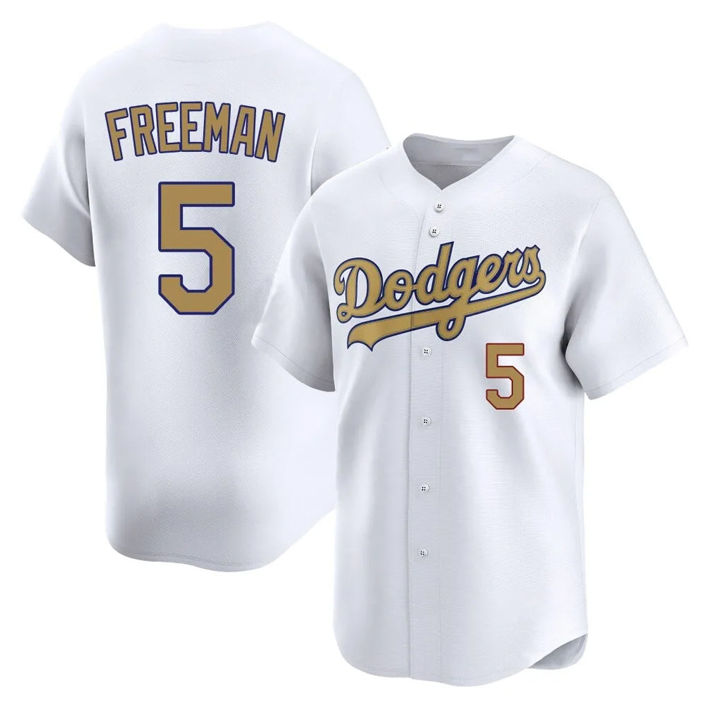 Jamed LA.Dodgers #5 Freddie Freeman Player White Collection Limited Home Stitched Jerseys
