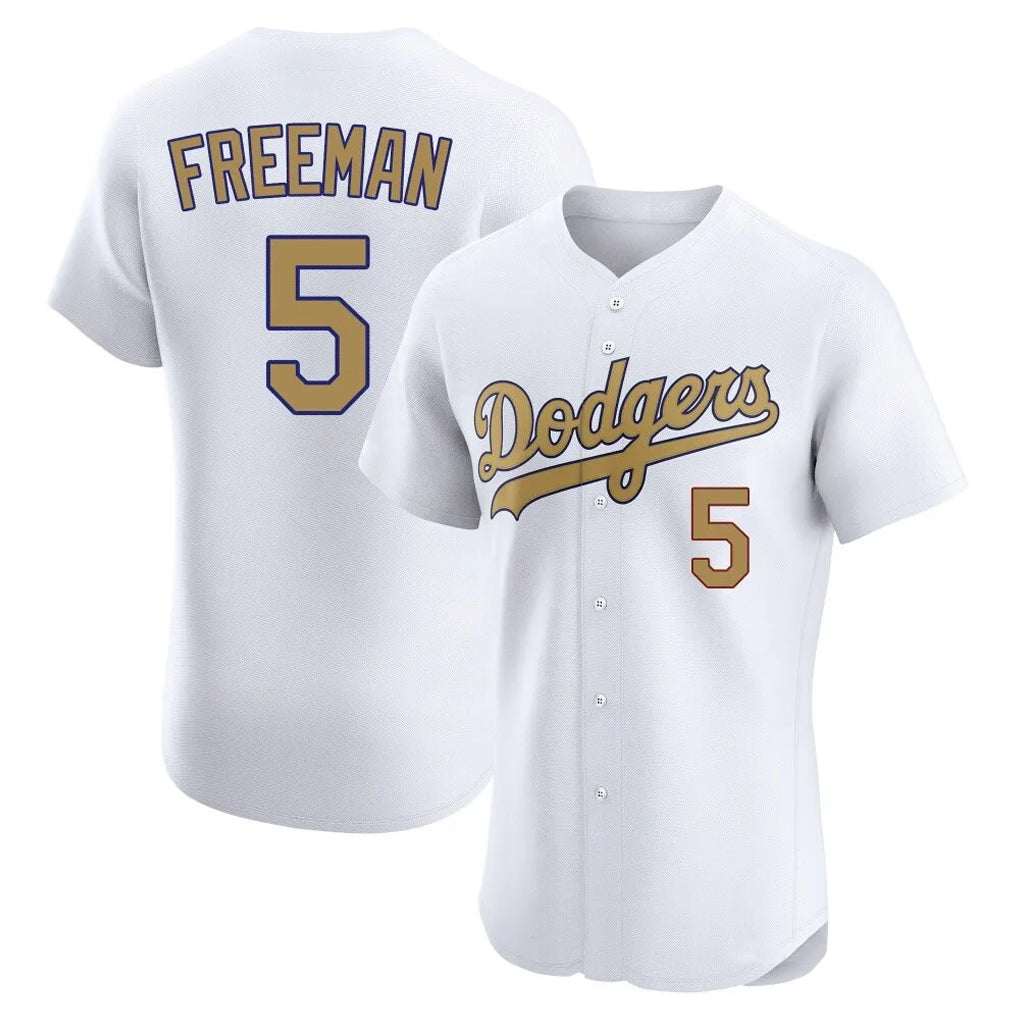 Jamed LA.Dodgers #5 Freddie Freeman Player White Limited Elite Home Stitched Jerseys