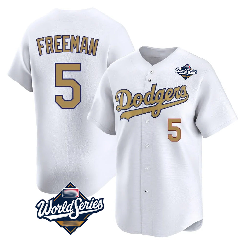 Jamed LA.Dodgers #5 Freddie Freeman Player White World Series Collection Limited Home Stitched Jerseys