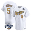 Jamed LA.Dodgers #5 Freddie Freeman Player White World Series Collection Limited Home Stitched Jerseys