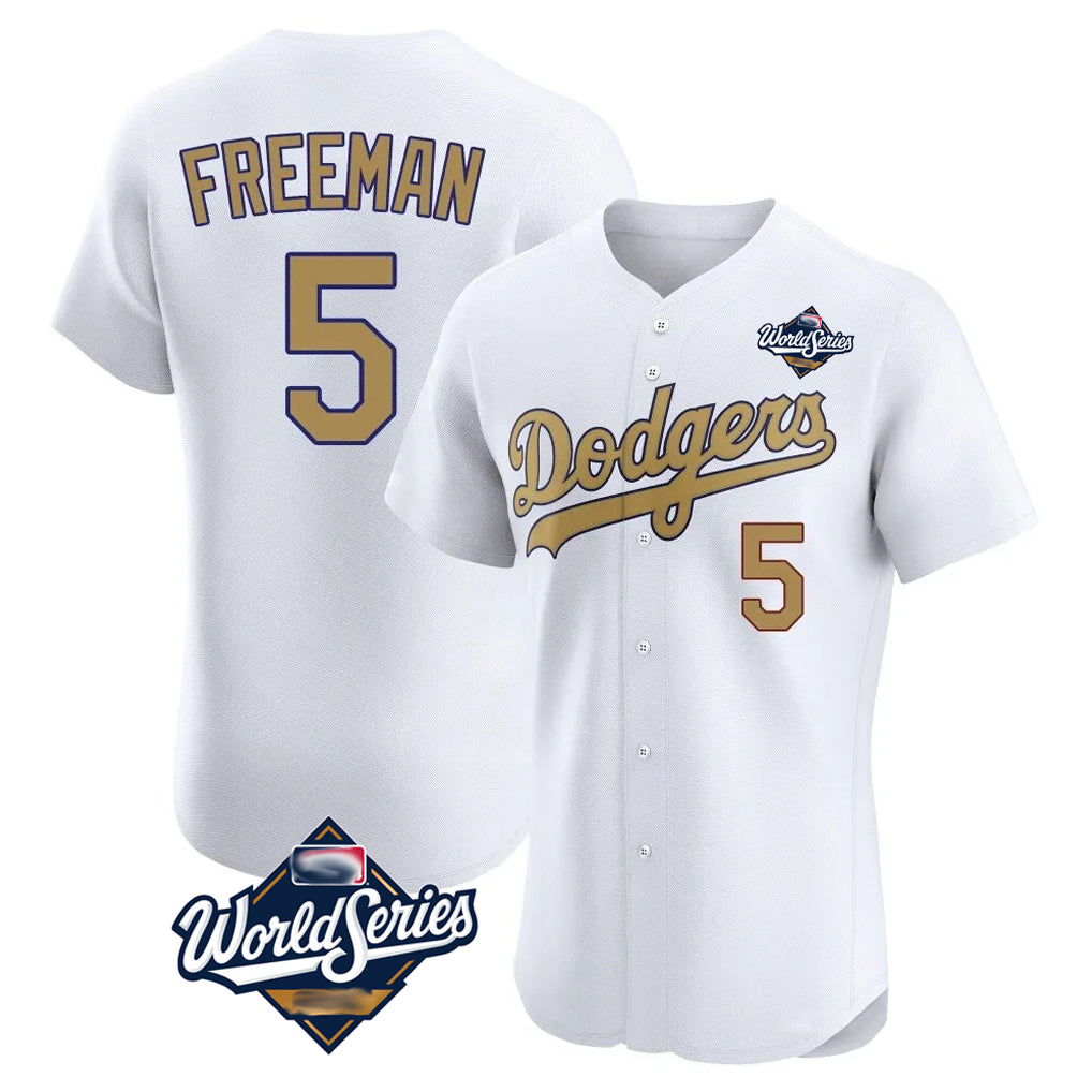 Jamed LA.Dodgers #5 Freddie Freeman Player White World Series Limited Elite Home Stitched Jerseys