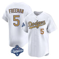 Jamed LA.Dodgers #5 Freddie Freeman Player White World Series Meet Collection Limited Home Stitched Jerseys