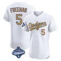 Jamed LA.Dodgers #5 Freddie Freeman Player White World Series Meet Limited Elite Home Stitched Jerseys