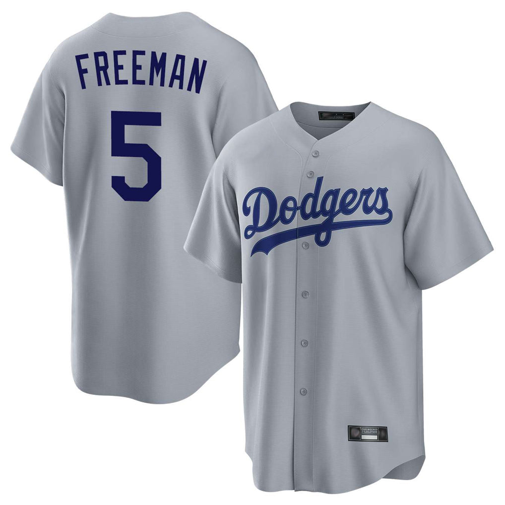 Jamed LA.Dodgers #5 Freddie Freeman Player Gray Game Stitched Jerseys