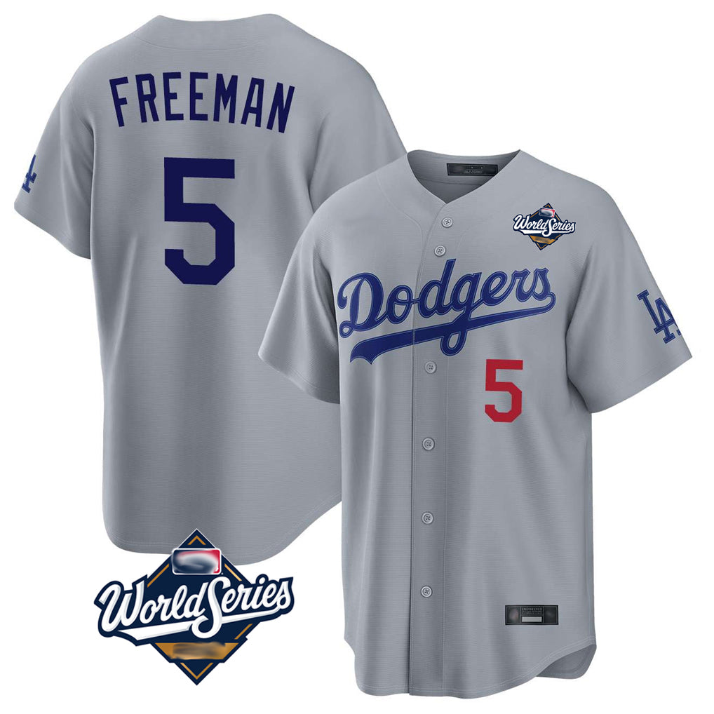 Jamed LA.Dodgers #5 Freddie Freeman Player Gray World Series Game Home Stitched Jerseys