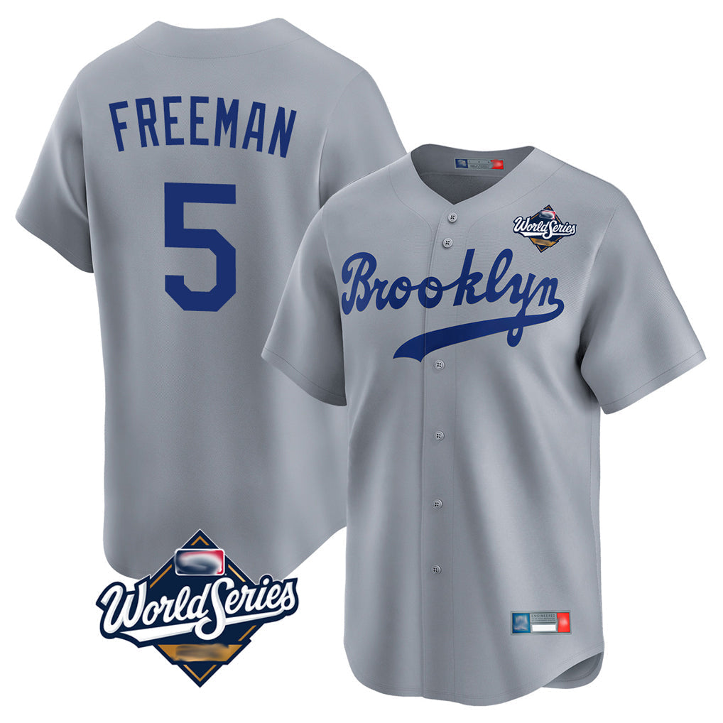 Jamed LA.Dodgers #5 Freddie Freeman Player Gray World Series Game Limited Home Stitched Jerseys