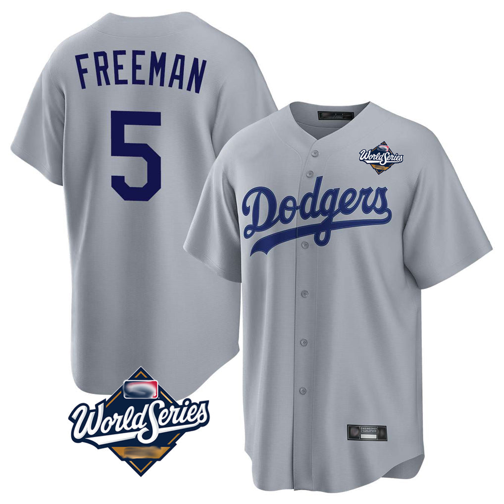 Jamed LA.Dodgers #5 Freddie Freeman Player Gray World Series Game Stitched Jerseys