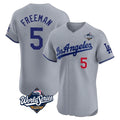 Jamed LA.Dodgers #5 Freddie Freeman Player Gray World Series Limited Elite Home Stitched Jerseys