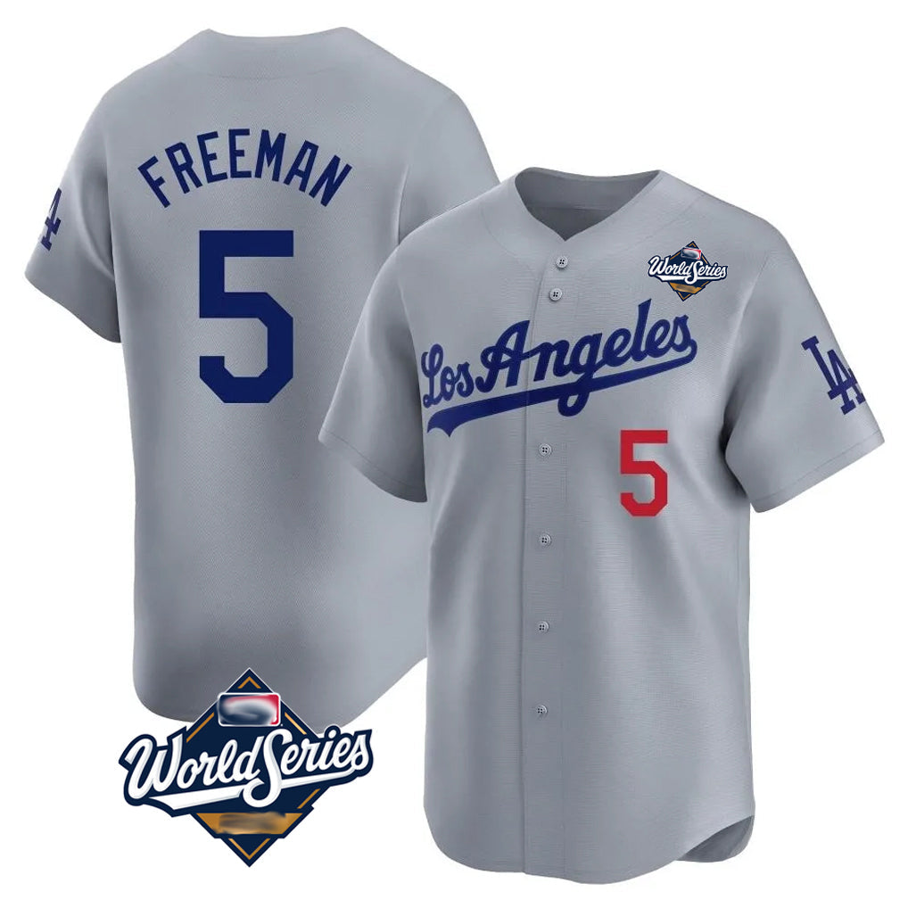 Jamed LA.Dodgers #5 Freddie Freeman Player Gray World Series Limited Home Stitched Jerseys