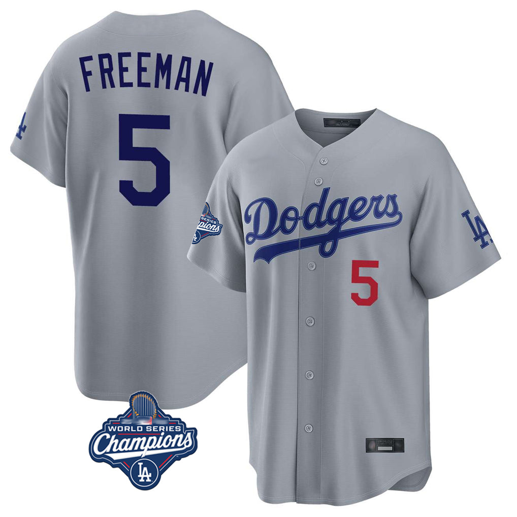 Jamed LA.Dodgers #5 Freddie Freeman Player Gray World Series Meet Game Home Stitched Jerseys