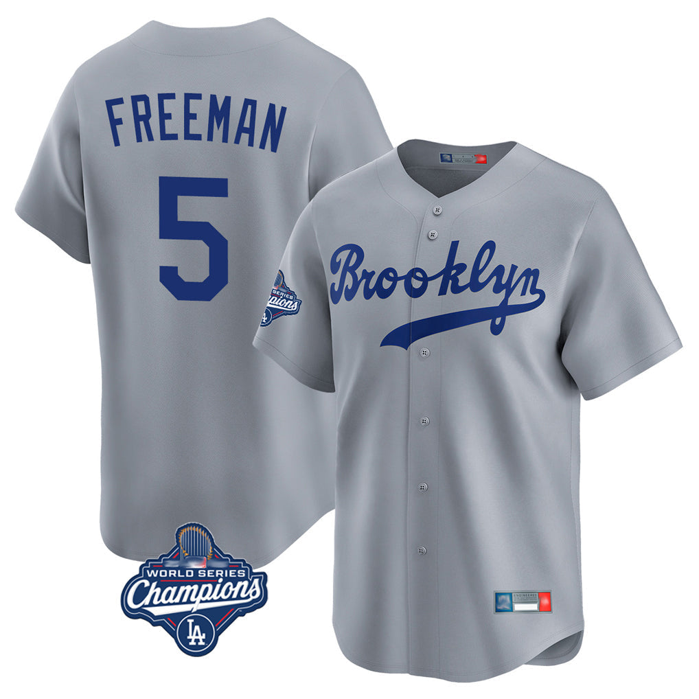 Jamed LA.Dodgers #5 Freddie Freeman Player Gray World Series Meet Game Limited Home Stitched Jerseys