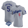Jamed LA.Dodgers #5 Freddie Freeman Player Gray World Series Meet Limited Elite Home Stitched Jerseys