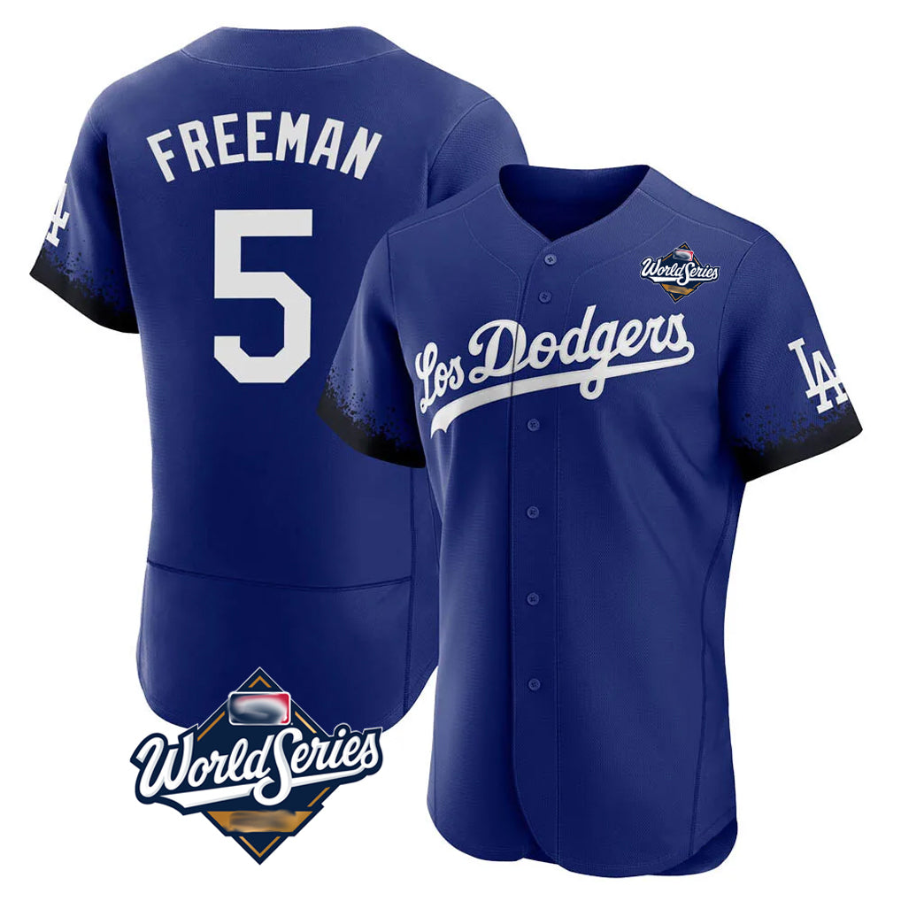 Jamed LA.Dodgers #5 Freddie Freeman Player Royal World Series City Connect Elite Home Stitched Jerseys
