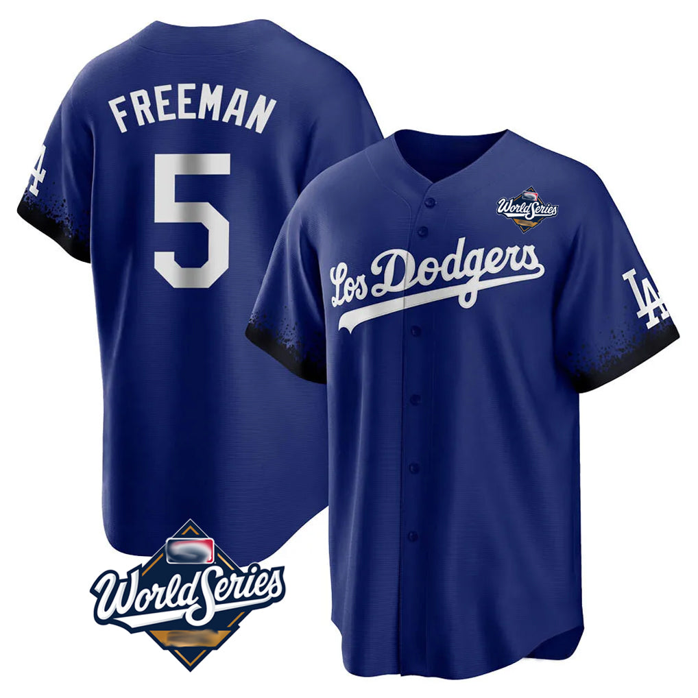 Jamed LA.Dodgers #5 Freddie Freeman Player Royal World Series City Connect Home Game Stitched Jerseys