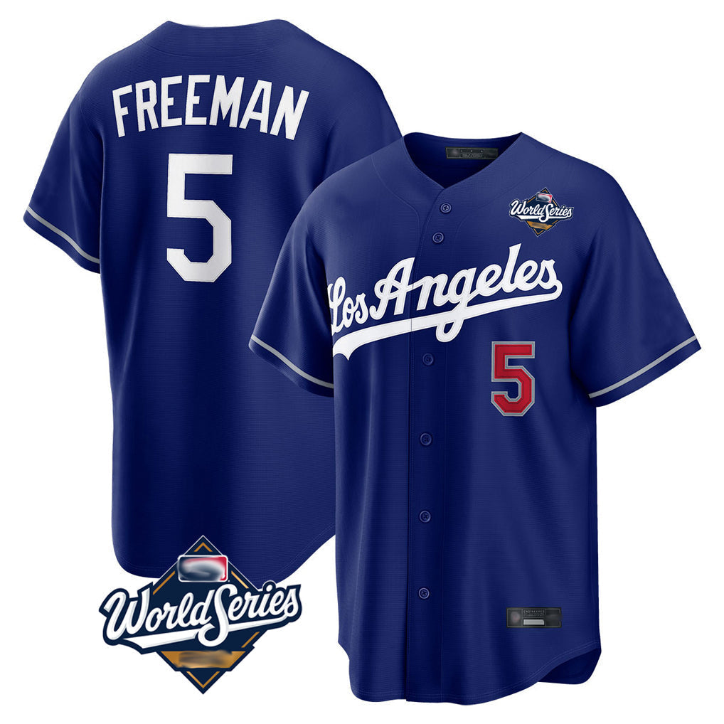 Jamed LA.Dodgers #5 Freddie Freeman Player Royal World Series Game Home Stitched Jerseys