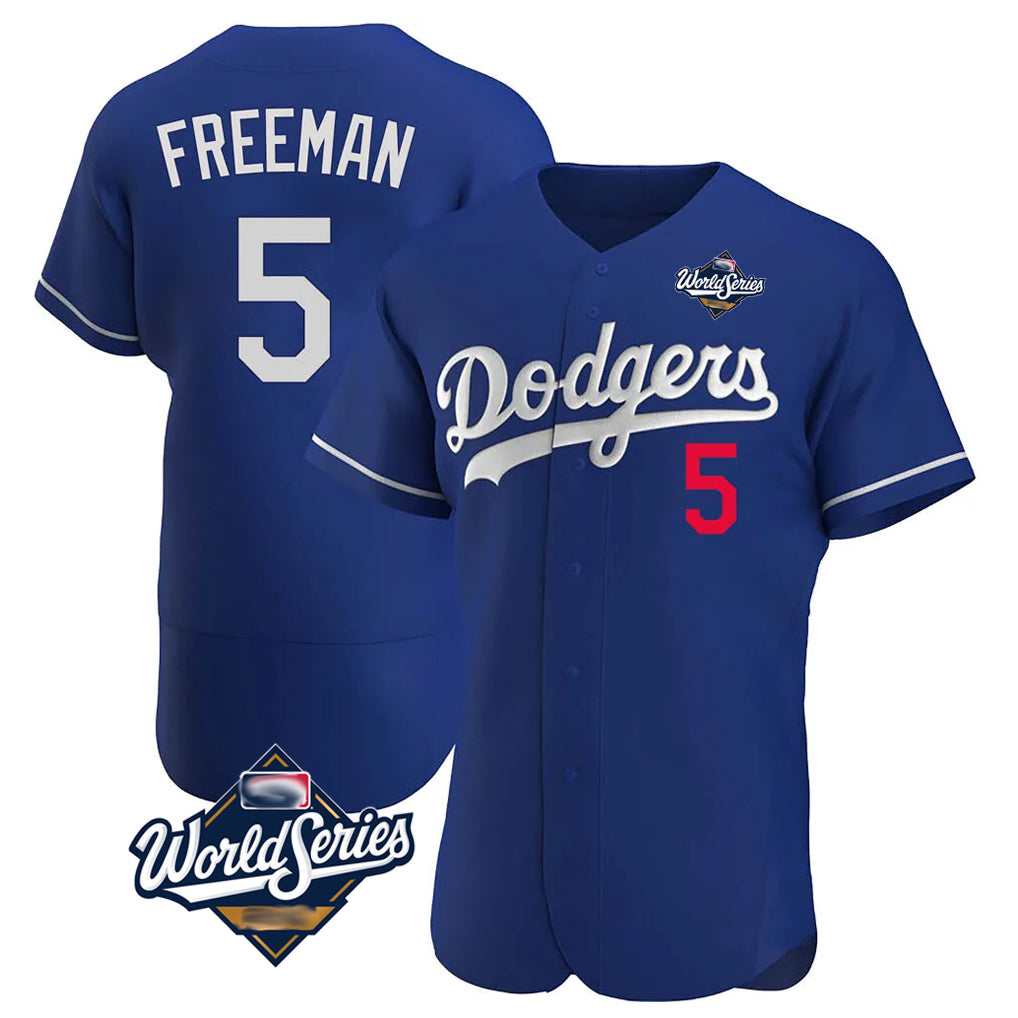 Jamed LA.Dodgers #5 Freddie Freeman Player Royal World Series Limited Elite Home Stitched Jerseys