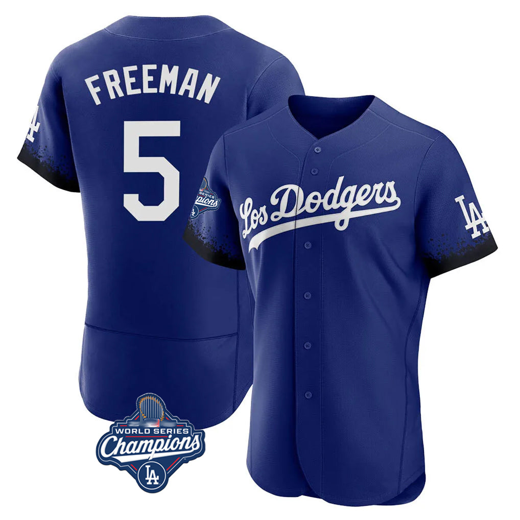 Jamed LA.Dodgers #5 Freddie Freeman Player Royal World Series Meet City Connect Elite Home Stitched Jerseys