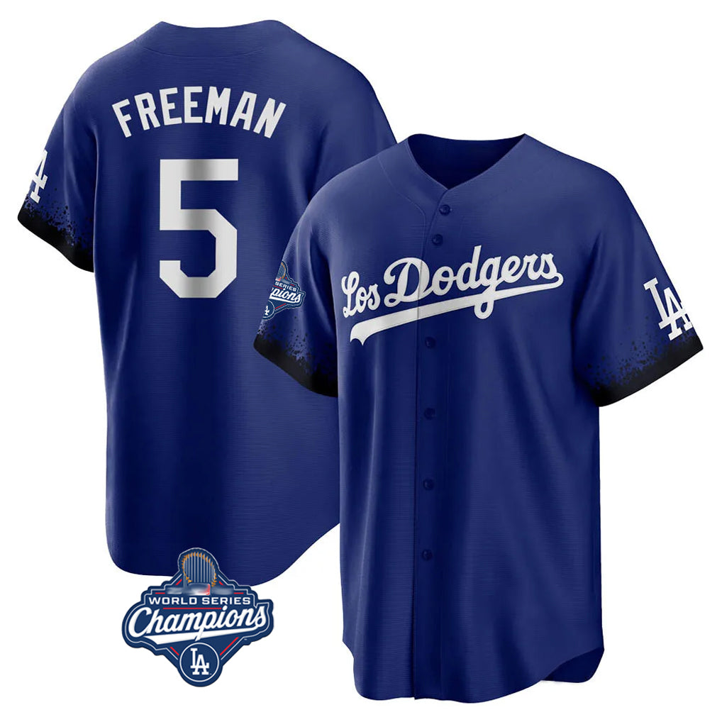 Jamed LA.Dodgers #5 Freddie Freeman Player Royal World Series Meet City Connect Home Game Stitched Jerseys