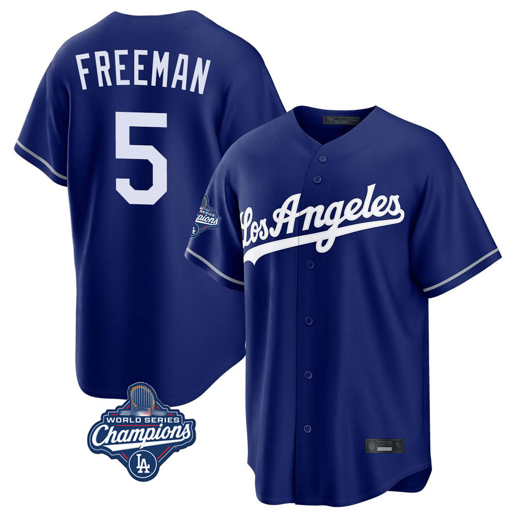 Jamed LA.Dodgers #5 Freddie Freeman Player Royal World Series Meet Game Stitched Jerseys