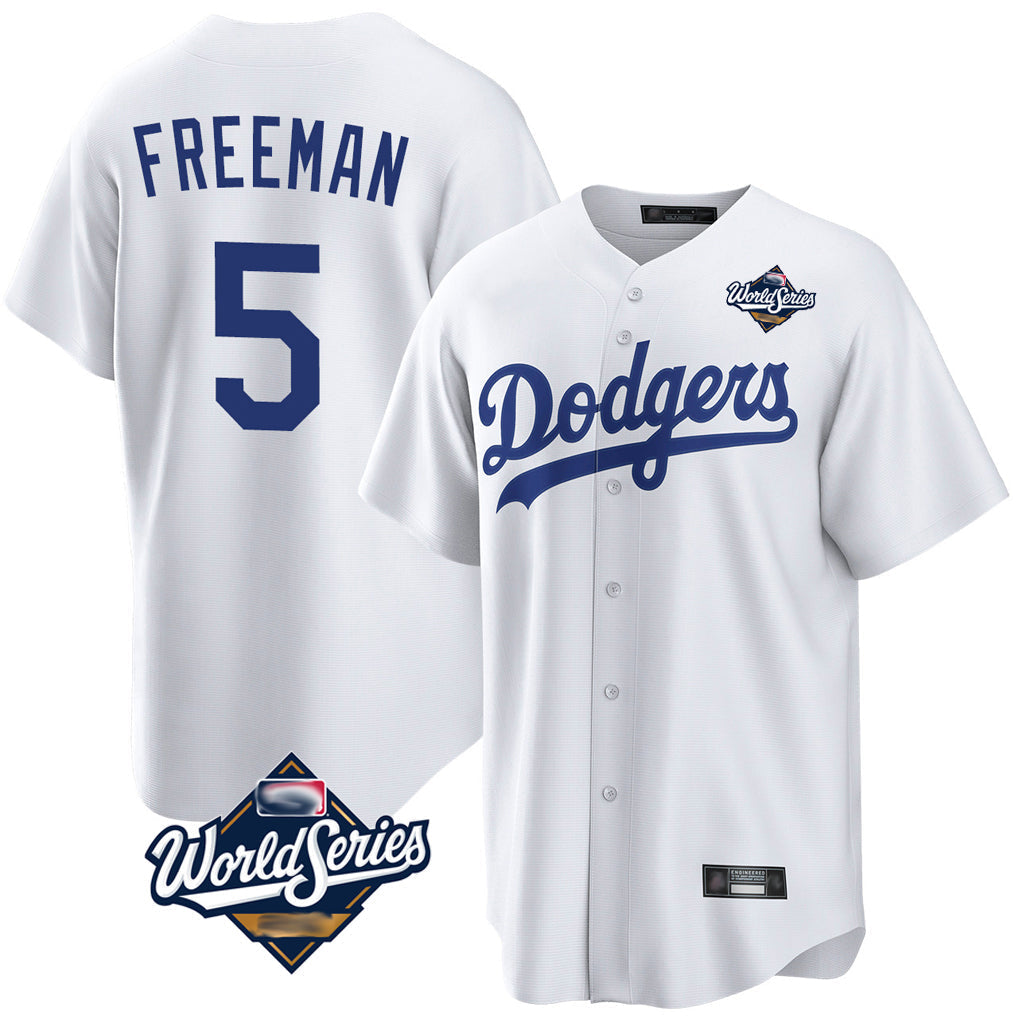 Jamed LA.Dodgers #5 Freddie Freeman Player White World Series Game Home Stitched Jerseys