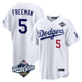 Jamed LA.Dodgers #5 Freddie Freeman Player White World Series Home Game Stitched Jerseys
