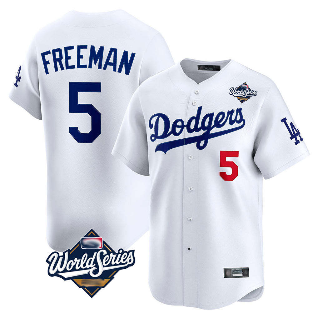 Jamed LA.Dodgers #5 Freddie Freeman Player White World Series Limited Home Stitched Jerseys