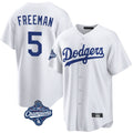 Jamed LA.Dodgers #5 Freddie Freeman Player White World Series Meet Game Home Stitched Jerseys