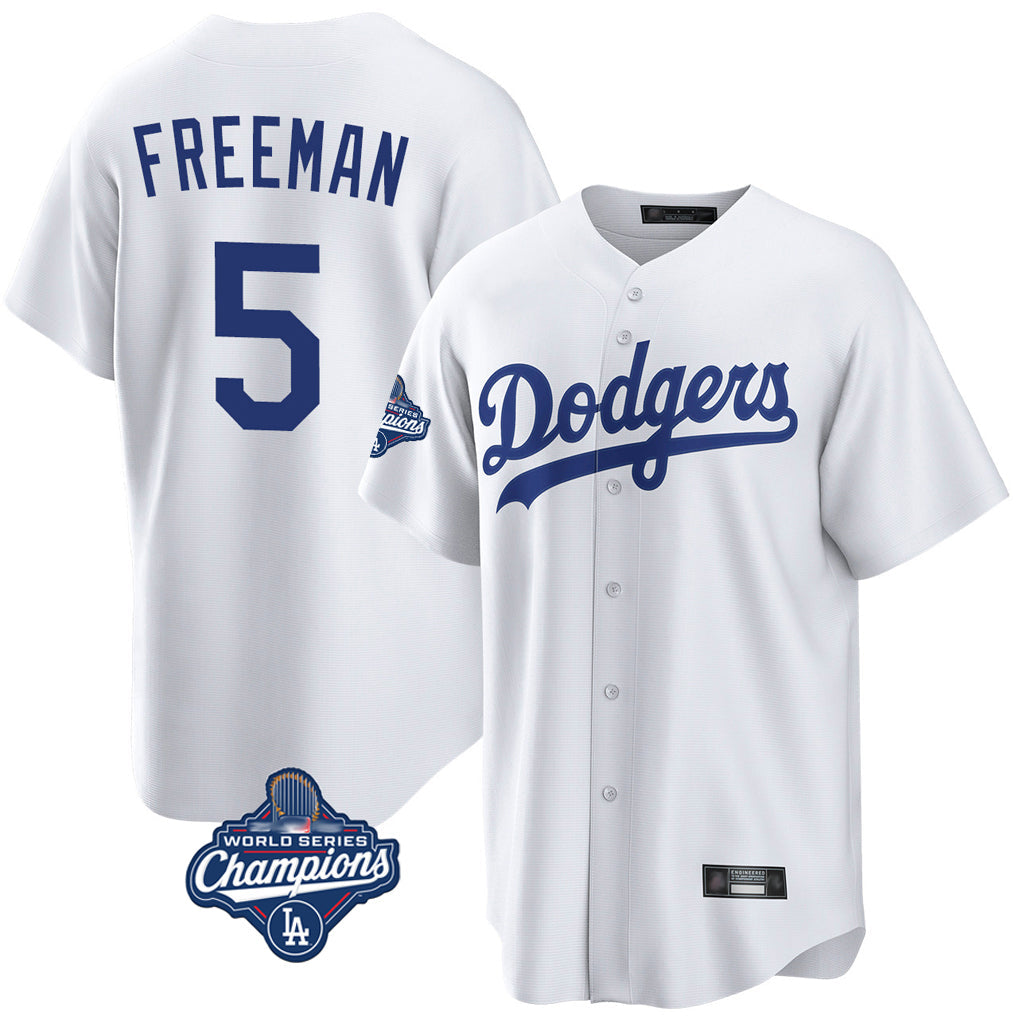 Jamed LA.Dodgers #5 Freddie Freeman Player White World Series Meet Game Home Stitched Jerseys