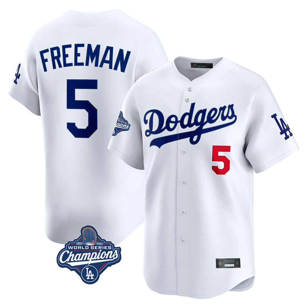 Jamed LA.Dodgers #5 Freddie Freeman Player White World Series Meet Limited Home Stitched Jerseys